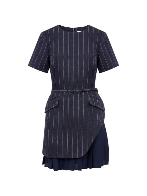 Simkhai Blakely belted pinstripe mini dress - Blue - zdjęcie produktu nr 1
