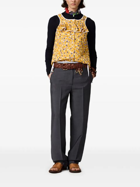 Miu Miu floral-print ruffled top - Yellow - zdjęcie produktu nr 2