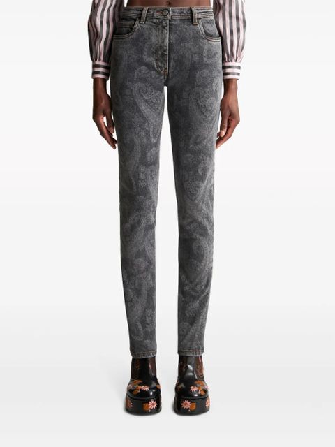 ETRO high-rise paisley-print straight-leg jeans - Grey