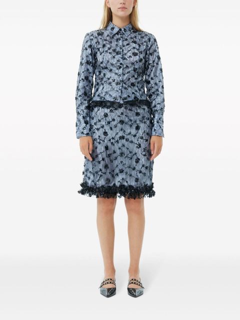 GANNI sequin-embellished cropped shirt - Blue