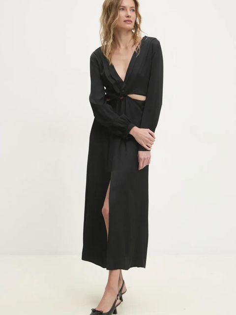 Answear.LAB sukienka kolor czarny midi rozkloszowana - zdjęcie produktu nr 2