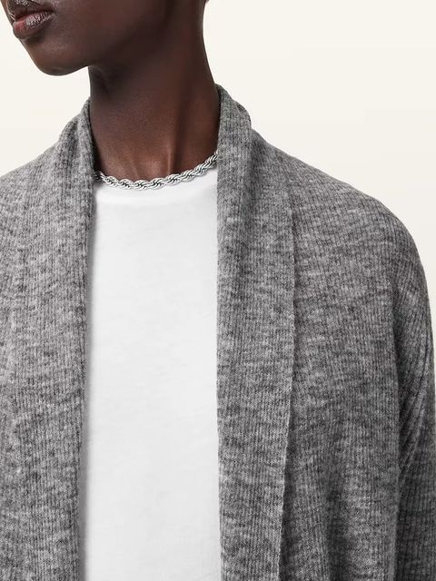 AllSaints kardigan z domieszką wełny HARPER damski kolor szary lekki W052KC