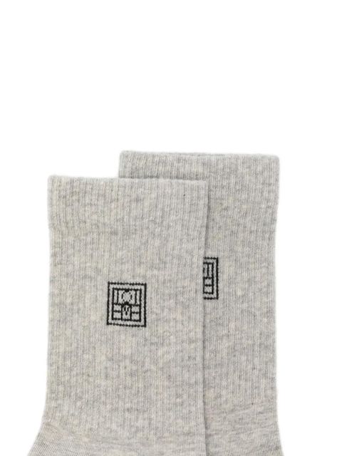 TOTEME monogram-embroidered socks (pack of two) - Grey
