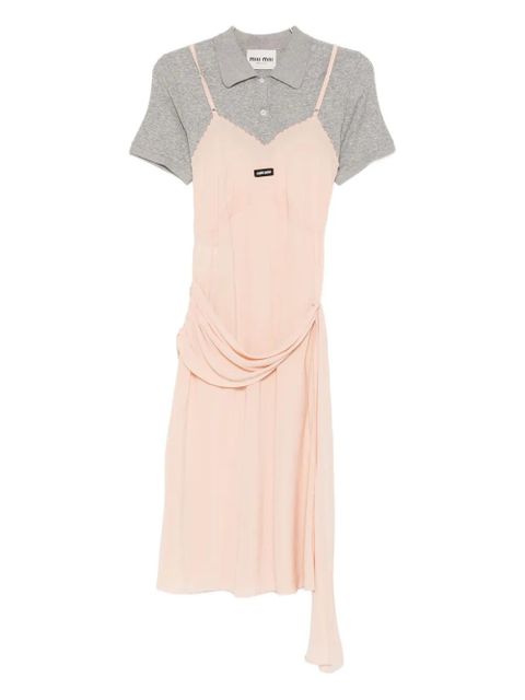 Miu Miu scalloped-edge draped midi dress - Pink