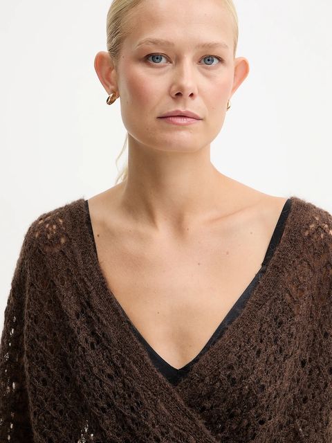 Twinset sweter z dodatkiem moheru damski kolor brązowy lekki 252TT3200