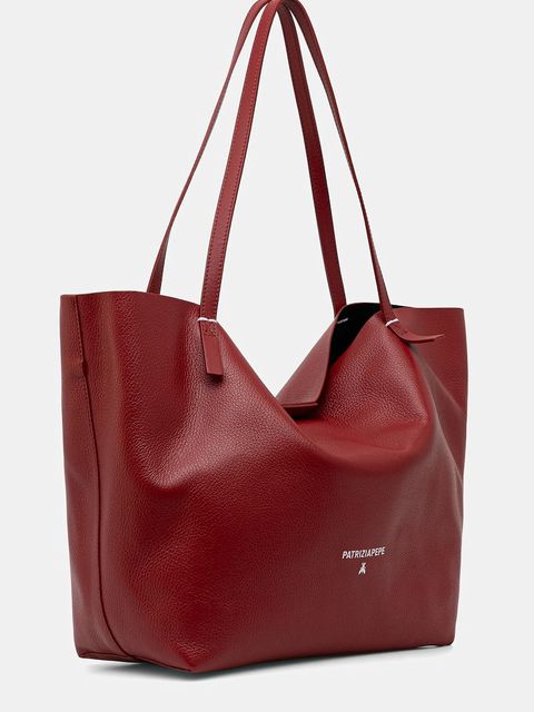 Patrizia Pepe torebka skórzana kolor bordowy 2B0130 L148