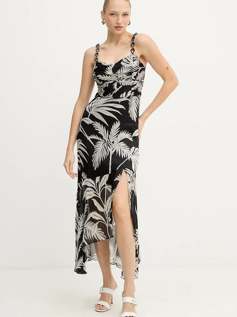 Guess sukienka STACIE kolor czarny maxi rozkloszowana W5YK64 WCWF2