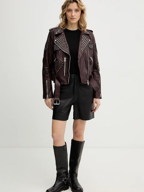 AllSaints ramoneska skórzana COLLEGE kolor bordowy przejściowa W138LB