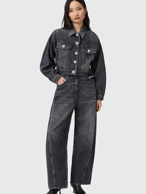 AllSaints kurtka jeansowa BETH kolor czarny przejściowa W033OD