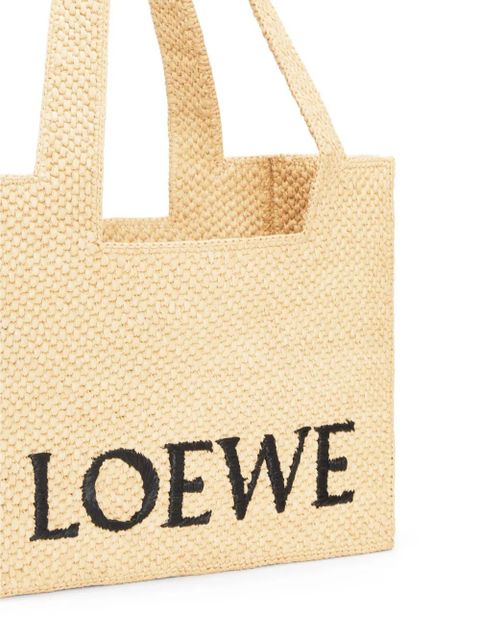LOEWE Medium LOEWE Font Tote in raffia - Neutrals