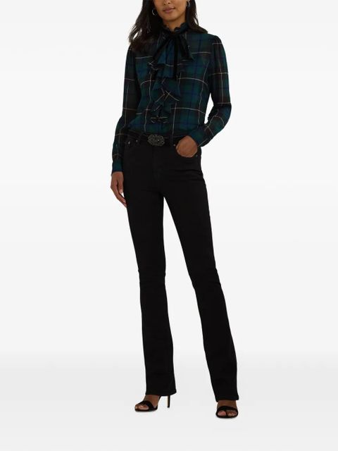 Lauren Ralph Lauren ruffled-neck plaid shirt - Green - zdjęcie produktu nr 2