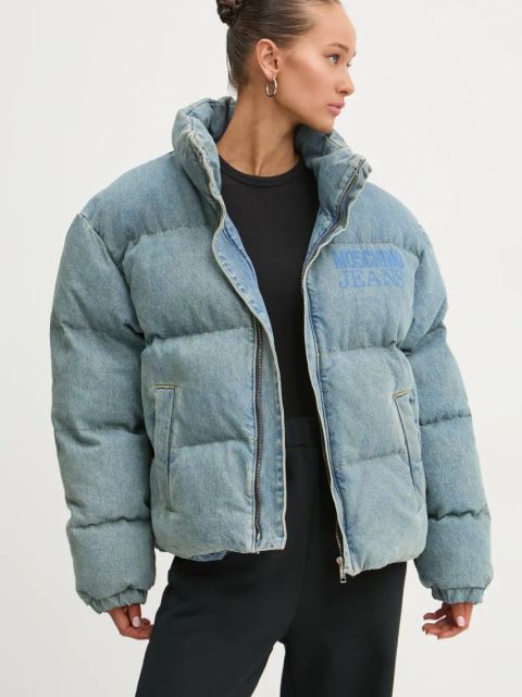 Moschino Jeans kurtka damska kolor niebieski zimowa