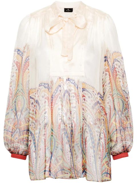 ETRO graphic-print silk blouse - Neutrals - zdjęcie produktu nr 1
