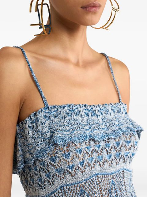 ETRO ruffled cotton top - Blue