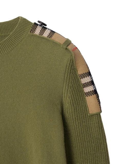 Burberry checked-epaulettes sweater - Green