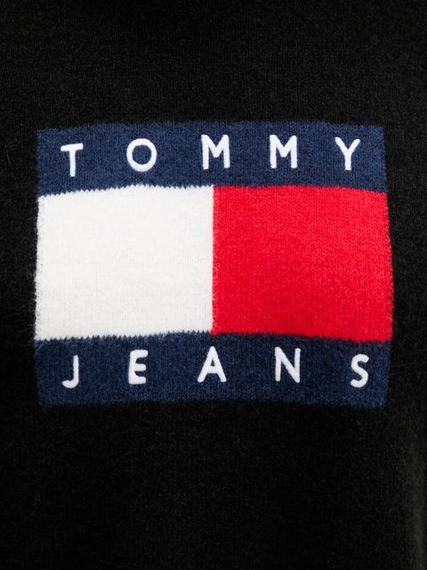 Tommy Jeans sukienka z domieszką wełny kolor czarny mini oversize DW0DW21462
