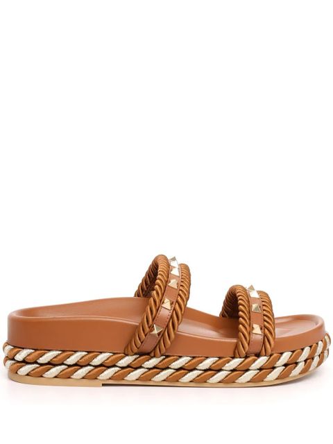 Valentino Garavani Rockstud slides - Brown