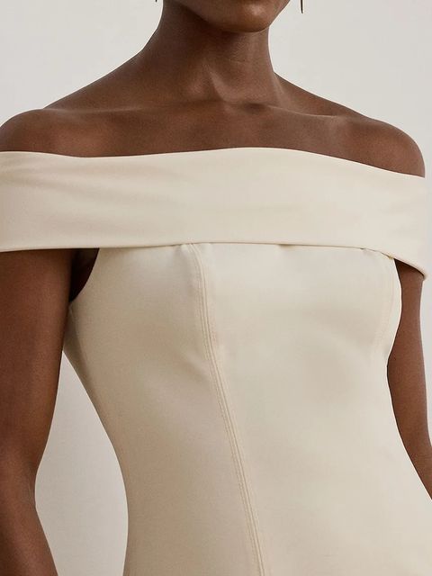 Lauren Ralph Lauren sukienka kolor beżowy maxi dopasowana 253982109