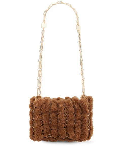 Rabanne 1969 Nano shearling shoulder bag - Brown - zdjęcie produktu nr 1