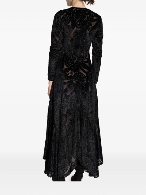 ETRO paisley-print velvet midi dress - Black