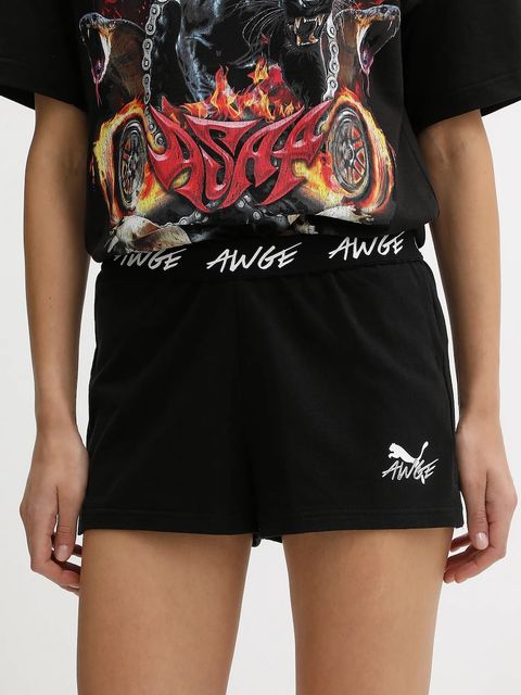 Puma x A$AP ROCKY szorty bawełniane damskie kolor czarny z aplikacją high waist 635071 - zdjęcie produktu nr 1