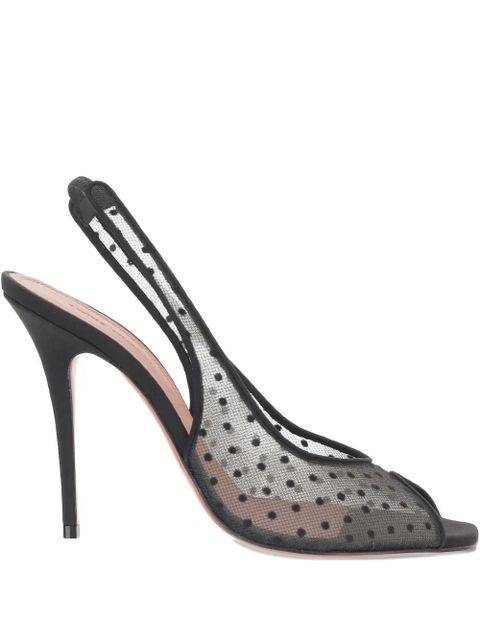 Amina Muaddi 105mm Kristina polka-dot slingback pumps - Black - zdjęcie produktu nr 2
