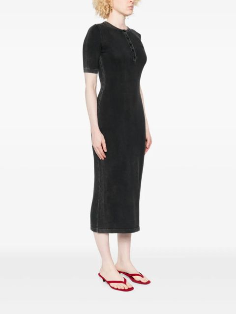 Diesel button-fastening short-sleeve dress - Black