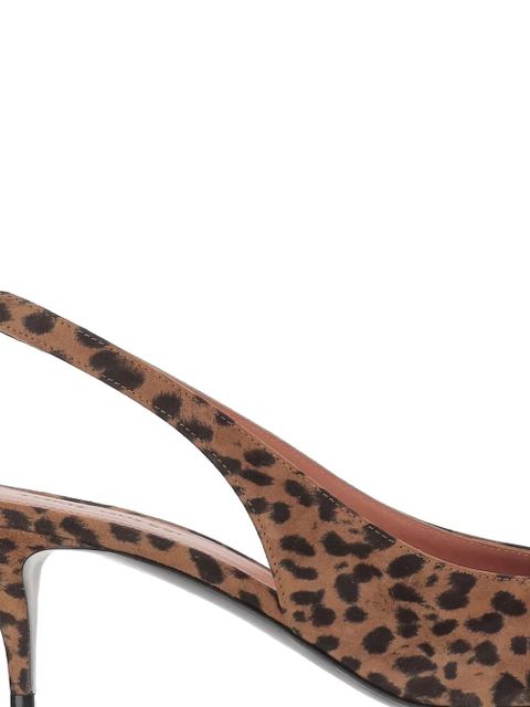 Amina Muaddi 55mm Anok animal-print slingback pumps - Brown