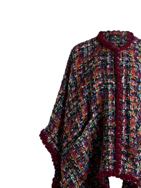 ETRO tweed pom-pom trim cape - Red - zdjęcie produktu nr 2