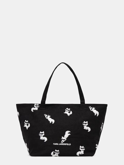 Karl Lagerfeld torebka bawełniana IKON kolor czarny B1W50053 - zdjęcie produktu nr 1