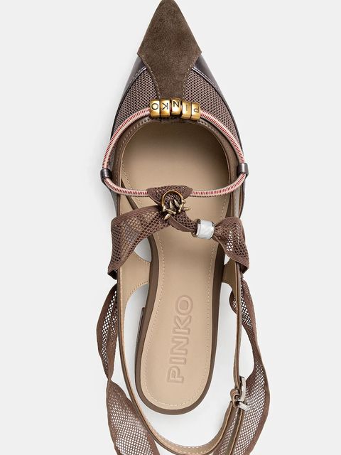 Pinko baleriny Gianira 30 kolor brązowy z odkrytą piętą SD0547P003M28