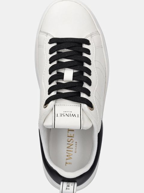 Twinset sneakersy skórzane damskie kolor biały 252TCP024
