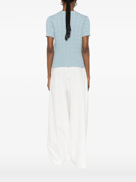 Lauren Ralph Lauren cable-knit logo-embroidered cardigan - Blue