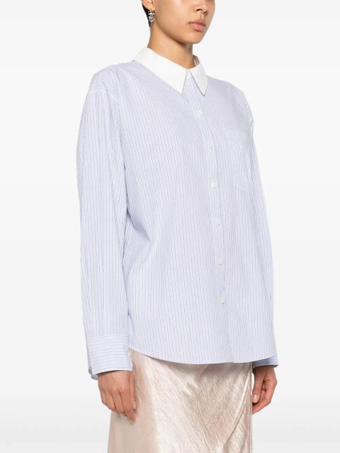 Acne Studios logo-embroidered striped button-up shirt - Blue