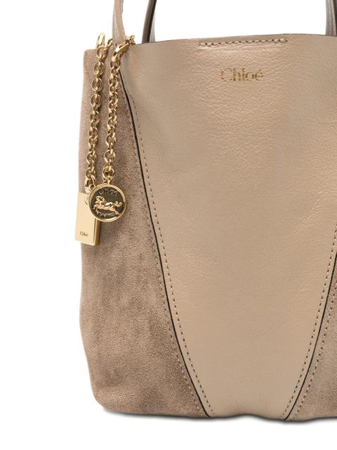 Chloé small suede grained leather tote bag - Neutrals