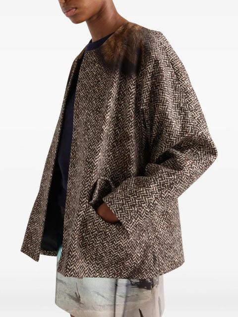 Prada single-breasted printed jacket - Brown