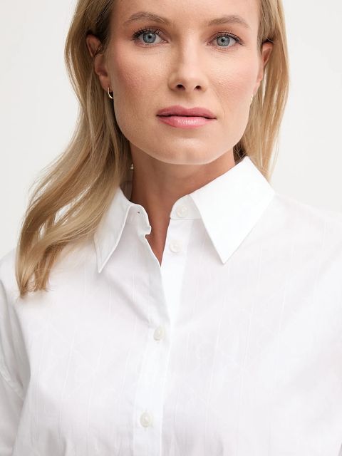 Calvin Klein Jeans koszula bawełniana damska kolor biały relaxed z kołnierzykiem klasycznym LV044D167G