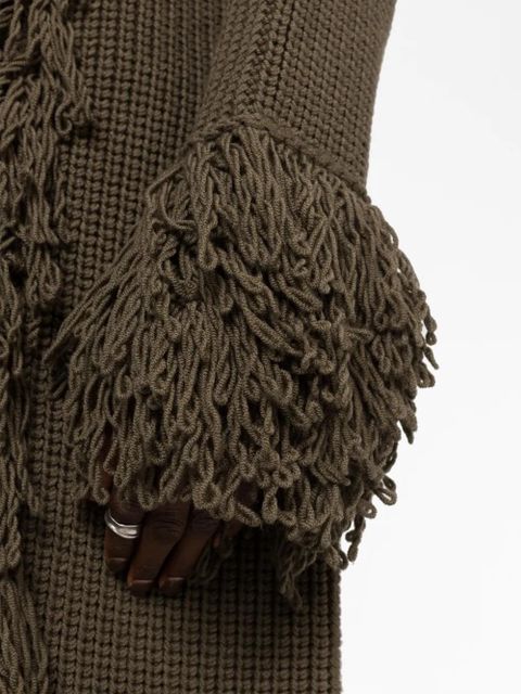 Blumarine fringe belted coat - Green