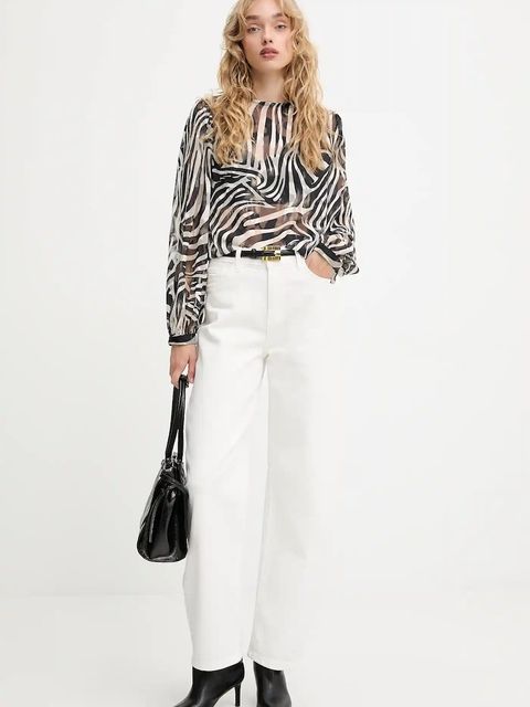 Answear.LAB bluzka damska kolor beżowy wzorzysta