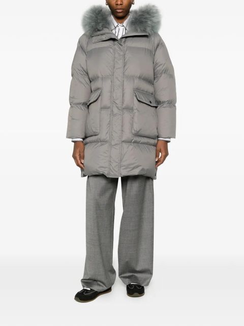 Yves Salomon shearling trimmed down coat - Grey - zdjęcie produktu nr 2