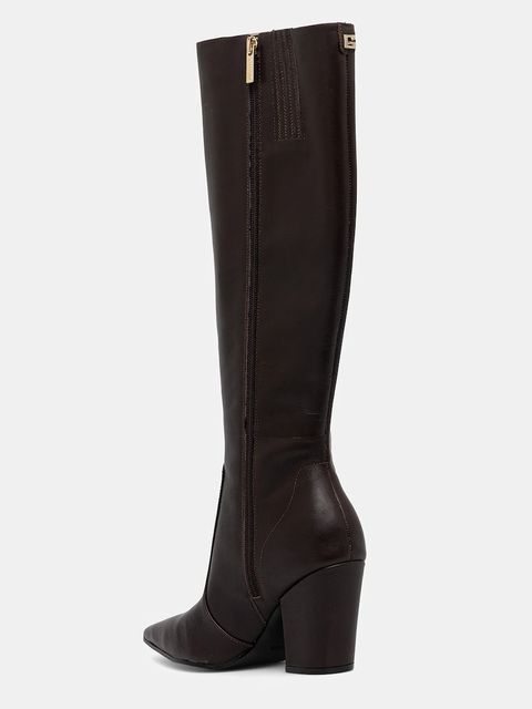 Guess kozaki skórzane NARIEL damskie kolor brązowy na słupku FLFNRL LEA11