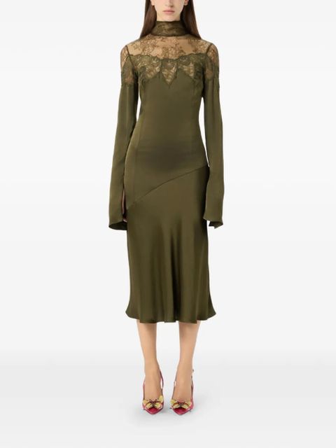 Blumarine lace-detail high-neck midi dress - Green - zdjęcie produktu nr 2