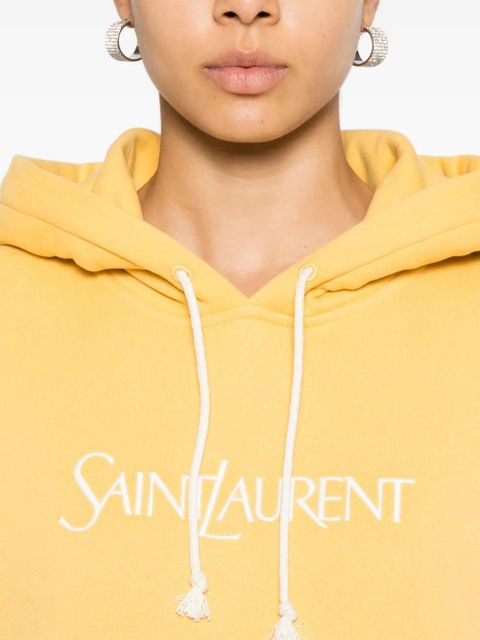 Saint Laurent logo-print cotton hoodie - Yellow