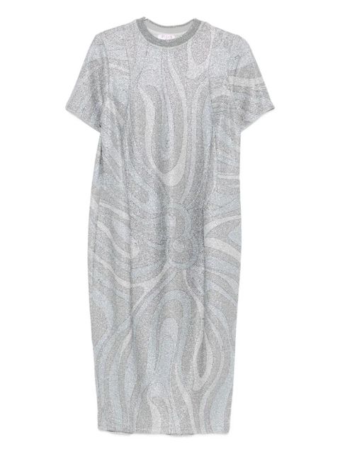 PUCCI glitter-pattern short-sleeve dress - Grey