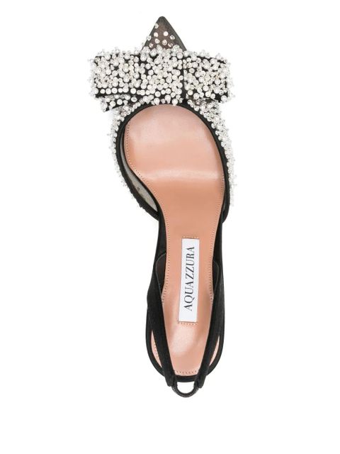 Aquazzura 90mm bow-detail slingback pumps - Black