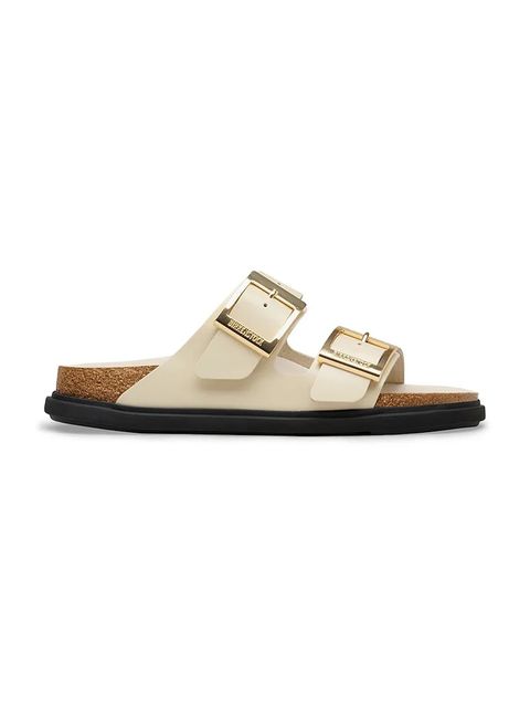 Birkenstock klapki na płaskim obcasie damskie skórzane Arizona Droplet Buckle - zdjęcie produktu nr 2