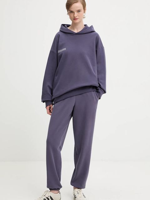 Pangaia bluza bawełniana kolor fioletowy z kapturem gładka 10000180