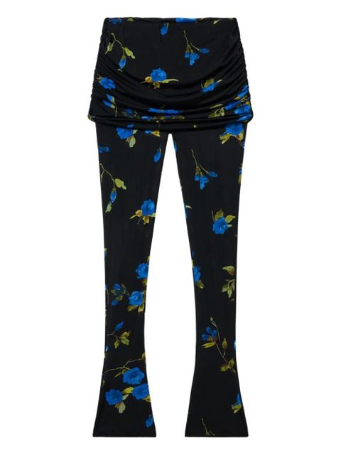 Blumarine floral-print gathered leggings - Blue - zdjęcie produktu nr 1