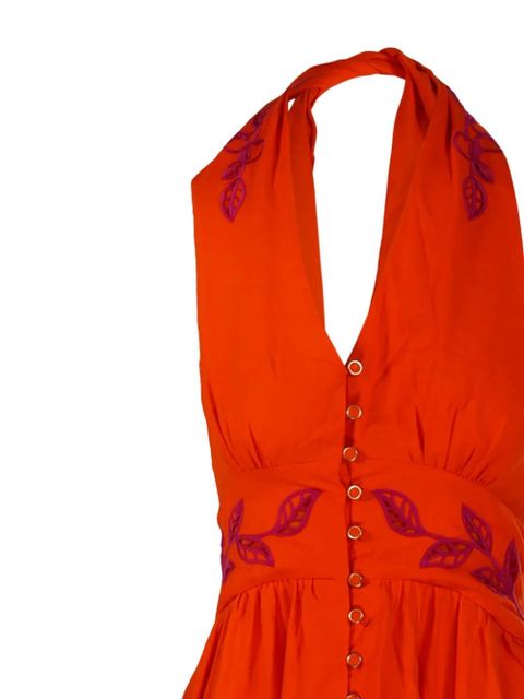 FARM Rio embroidered halterneck dress - Orange