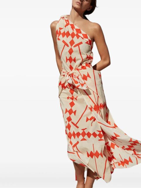 Johanna Ortiz Seaweed one-shoulder geometric dress - Neutrals